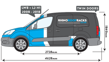 Berlingo 2008 - 2018 LWB Twin Rear Doors 