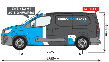 Berlingo 2019 on LWB Twin Rear Doors 