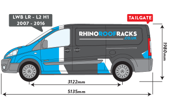 Scudo 2007 to 2016 LWB Low Roof Tailgate