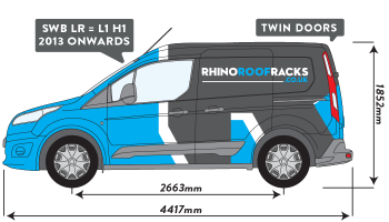 Transit Connect 2013 onwards SWB Twin Rear Doors 