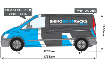 Vito 2003 to 2014 Compact Low Roof Twin Rear Doors 