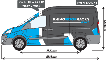 Expert 2007 to 2016 LWB High Roof Twin Rear Doors