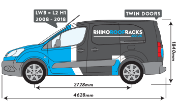 Partner 2008 - 2018 LWB Twin Rear Doors