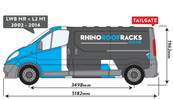 Trafic 2002 to 2014 SWB Low Roof Tailgate 