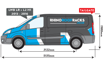 Proace 2013 - 2016 LWB Low Roof Tailgate 