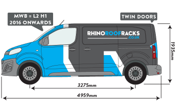 Proace 2016 - 2024 MWB Twin Rear Doors 