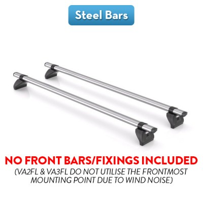 2 x Rhino KammBar Fleet Steel Roof Bars - NV300 2016 on SWB Low Roof Tailgate